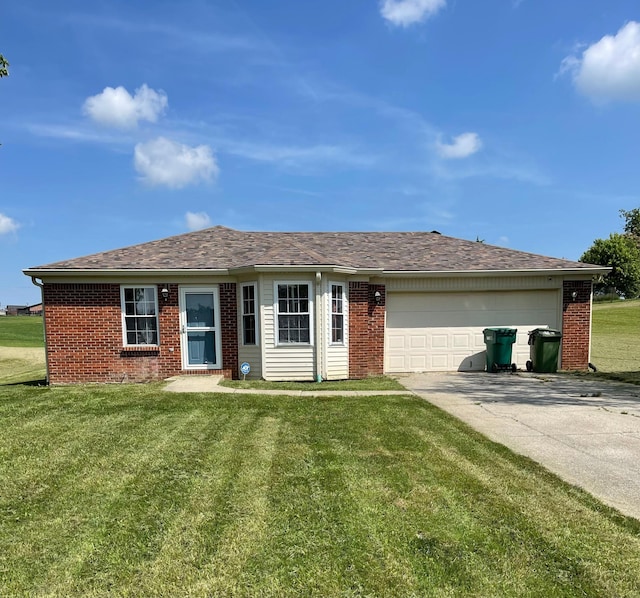 3004 Bell Ct, Richmond, KY 40475 - single story home featuring concrete driveway, a front lawn, an attached garage, and brick siding