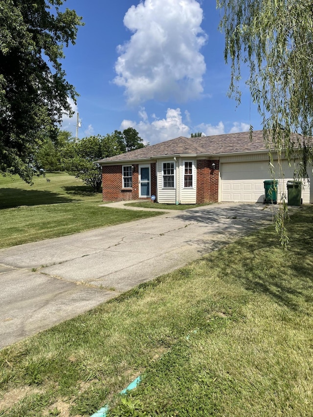 3004 Bell Ct, Richmond, KY 40475 - ranch-style home with driveway, an attached garage, brick siding, and a front yard