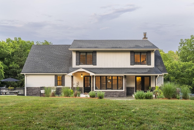1020 Cornish Ln, Lawrenceburg, KY 40342 - view of front of property with a chimney, a front lawn, and a porch