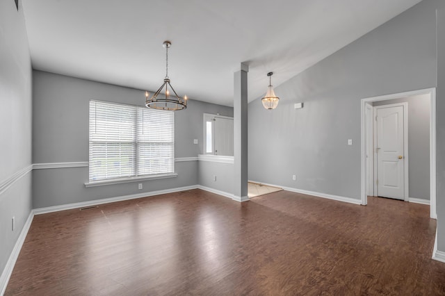 2916 Sandersville Rd, Lexington, KY 40511 - spare room featuring a chandelier and wood finished floors