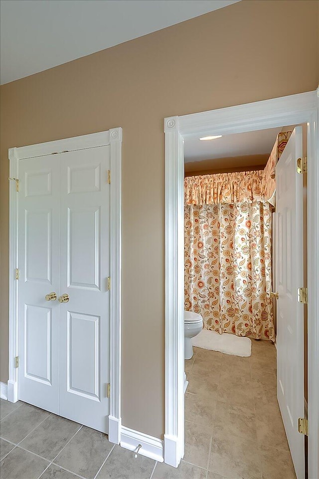 1758 Airdrie Ln, Frankfort, KY 40601 - bathroom with tile patterned floors and a shower with shower curtain