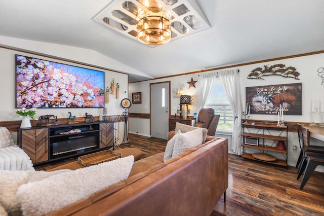 1100 Doublegate Rd, Jeffersonville, KY 40337 - living area with vaulted ceiling, wood finished floors, and ornamental molding