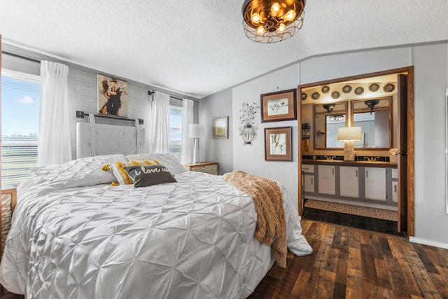 1100 Doublegate Rd, Jeffersonville, KY 40337 - bedroom featuring hardwood / wood-style flooring, a textured ceiling, and lofted ceiling