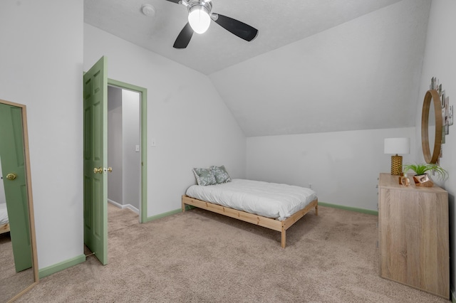 1701 Keating Dr, Louisville, KY 40245 - bedroom featuring light colored carpet, lofted ceiling, and ceiling fan