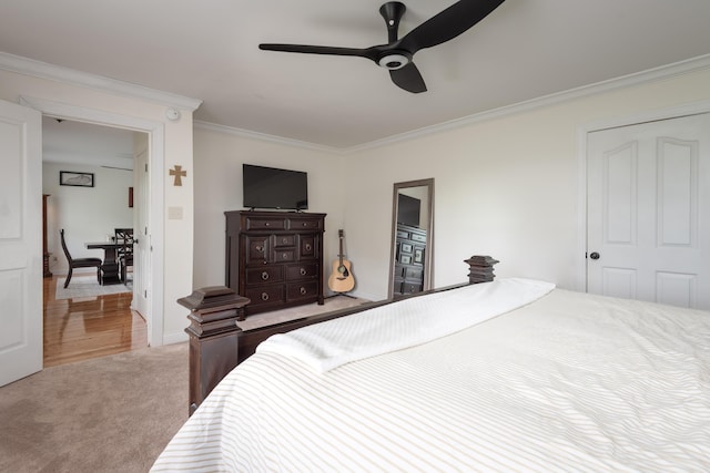 5045 Mccowans Ferry Rd, Versailles, KY 40383 - carpeted bedroom with ornamental molding, a ceiling fan, and an office area