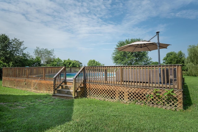 5045 Mccowans Ferry Rd, Versailles, KY 40383 - view of green lawn featuring a wooden deck