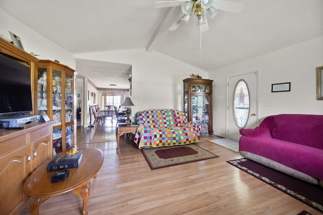 4107 Mine 18 Rd, Strunk, KY 42649 - living area featuring a ceiling fan, light wood-style flooring, and a textured ceiling