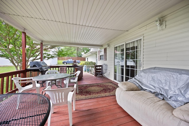 4107 Mine 18 Rd, Strunk, KY 42649 - wooden deck featuring outdoor dining space