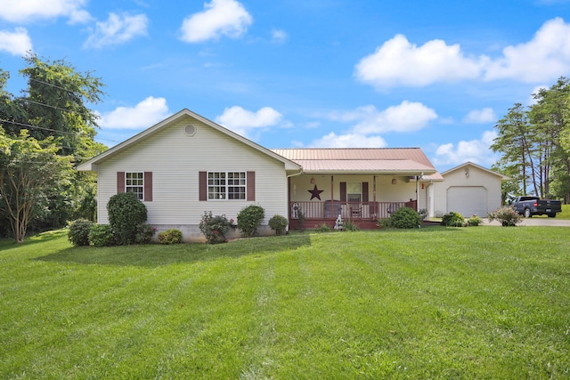 4107 Mine 18 Rd, Strunk, KY 42649 - single story home featuring covered porch, a front lawn, a metal roof, and an attached garage