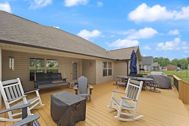 477 Barrington Dr, Somerset, KY 42503 - wooden terrace with outdoor dining space and area for grilling