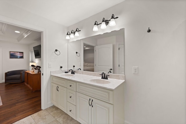 477 Barrington Dr, Somerset, KY 42503 - ensuite bathroom featuring double vanity and wood finished floors
