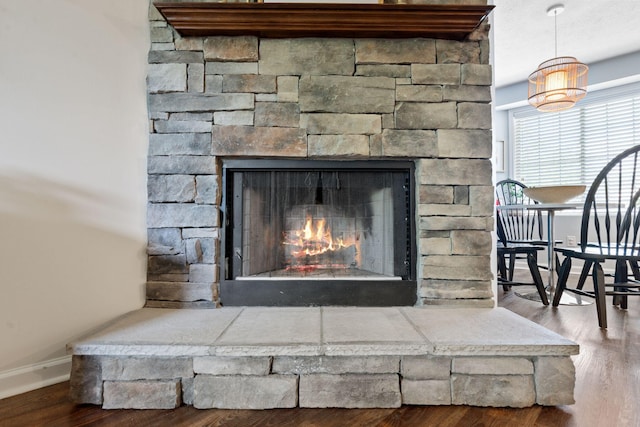 2193 Birkdale Dr, Lexington, KY 40509 - detailed view of a stone fireplace and wood finished floors