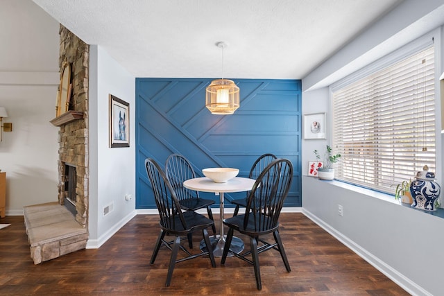 2193 Birkdale Dr, Lexington, KY 40509 - dining space with wood finished floors and a fireplace