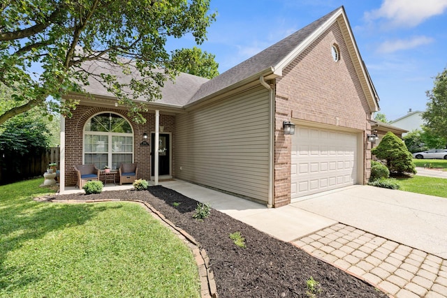 2193 Birkdale Dr, Lexington, KY 40509 - view of front of property with brick siding, an attached garage, driveway, and a front lawn
