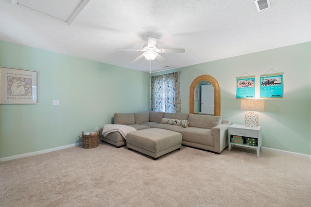 2193 Birkdale Dr, Lexington, KY 40509 - carpeted living area featuring ceiling fan and attic access