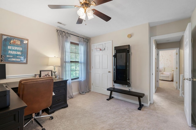 2193 Birkdale Dr, Lexington, KY 40509 - home office featuring light carpet and ceiling fan