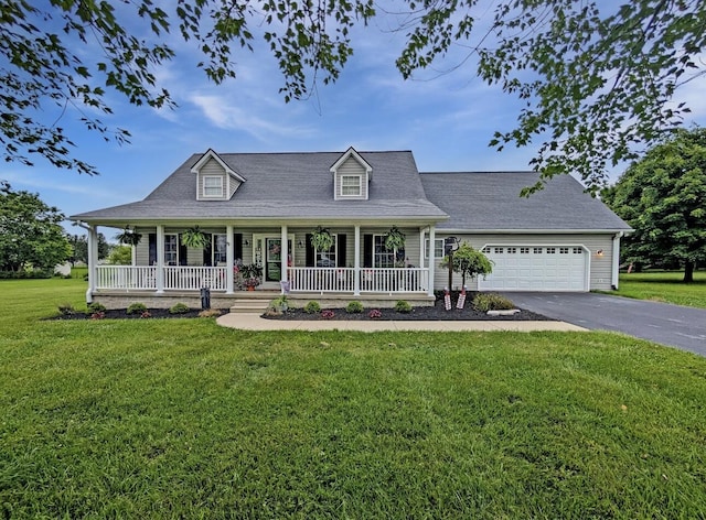 109 Edwards Ct, Lancaster, KY 40444 - view of front of house featuring driveway, a porch, an attached garage, and a front yard
