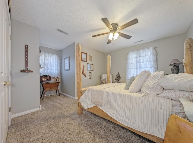 109 Edwards Ct, Lancaster, KY 40444 - carpeted bedroom featuring multiple windows, ceiling fan, and a textured ceiling