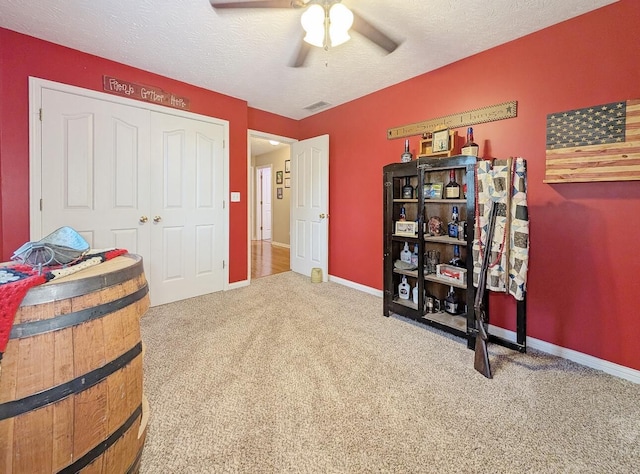 109 Edwards Ct, Lancaster, KY 40444 - carpeted bedroom with ceiling fan, a closet, and a textured ceiling