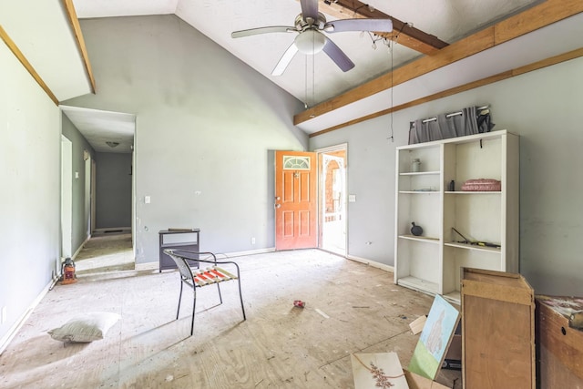 30 Country Ln, Prestonsburg, KY 41653 - interior space featuring a ceiling fan and high vaulted ceiling