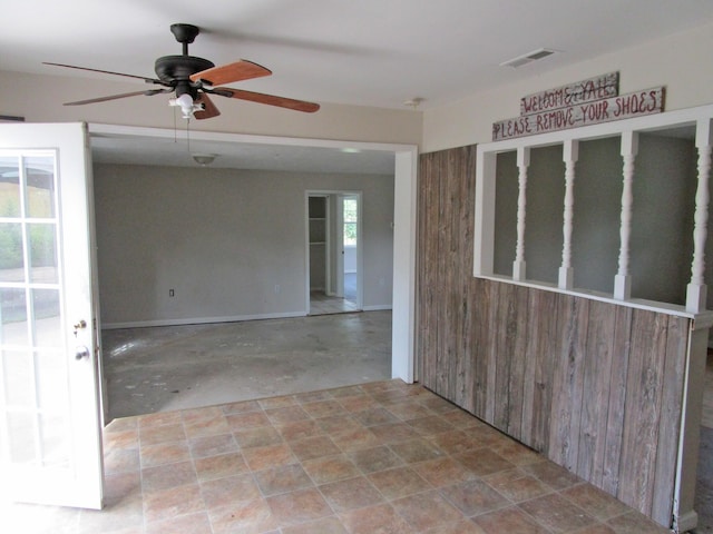 4000 Shadrick Ferry Rd, Frankfort, KY 40601 - unfurnished room with a ceiling fan and wood walls