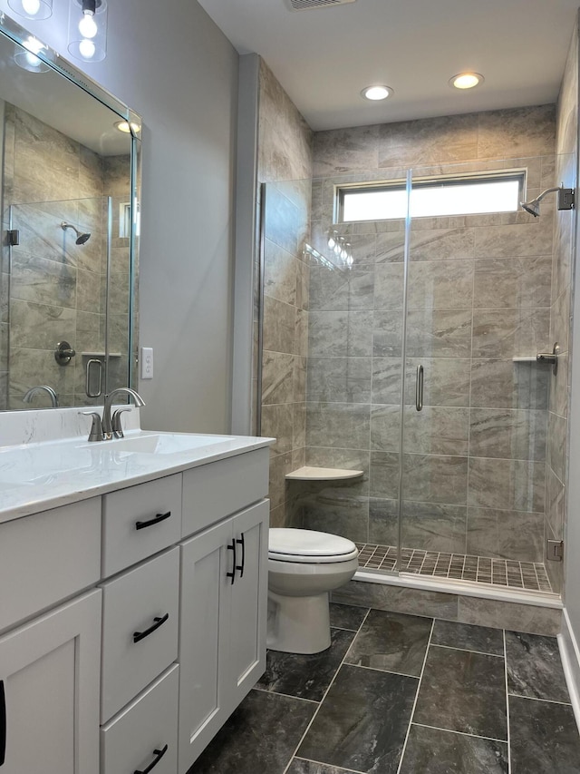 108 Aetna, Georgetown, KY 40324 - bathroom with vanity, a stall shower, and recessed lighting