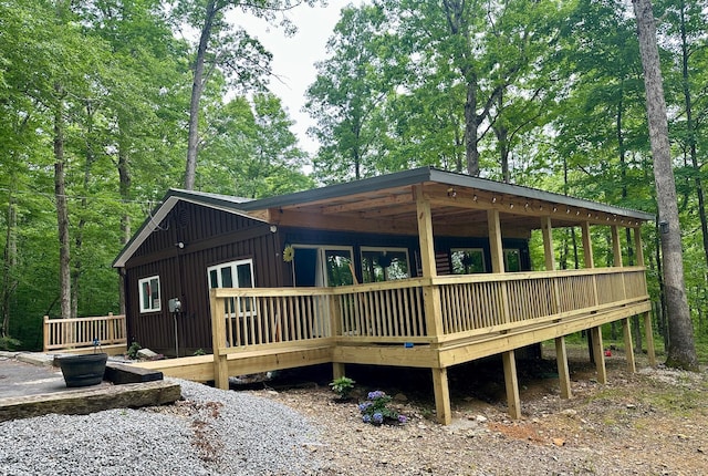 449 Johns Rd, Jabez, KY 42544 - back of house with board and batten siding and a wooden deck