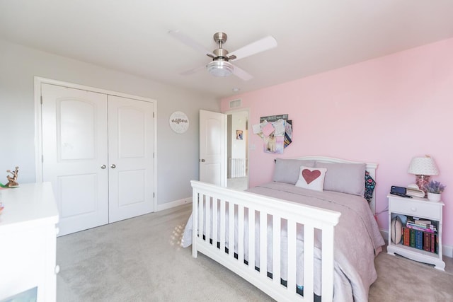 126 Mollie Way, Georgetown, KY 40324 - bedroom featuring carpet, a closet, and a ceiling fan