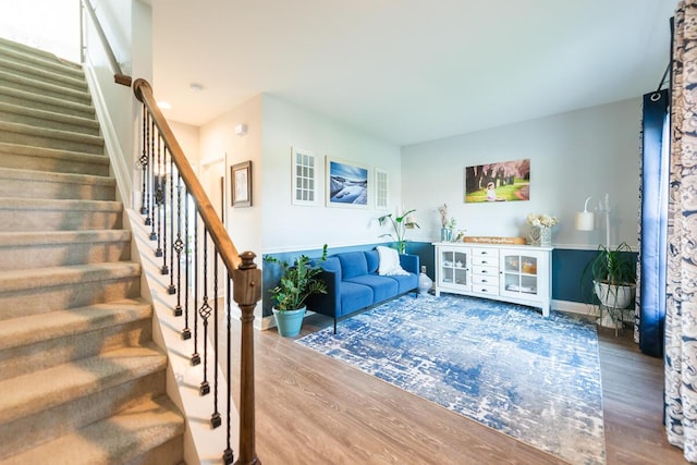 126 Mollie Way, Georgetown, KY 40324 - living area with wood finished floors and stairs