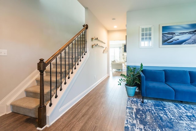 126 Mollie Way, Georgetown, KY 40324 - staircase with wood finished floors and baseboards