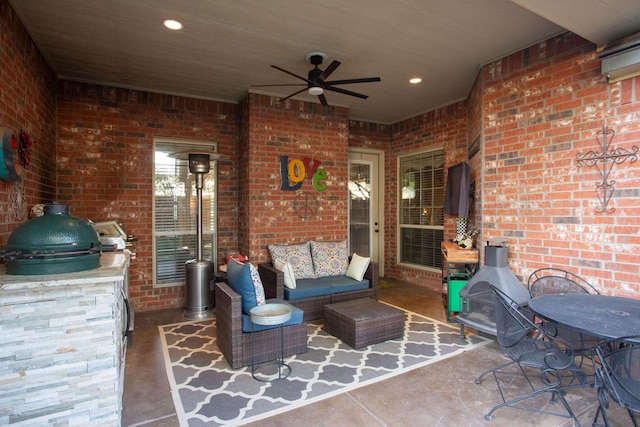 7705 New England Pkwy, Amarillo, TX 79119 - view of patio / terrace with outdoor dining space, an outdoor living space, an outdoor kitchen, and ceiling fan