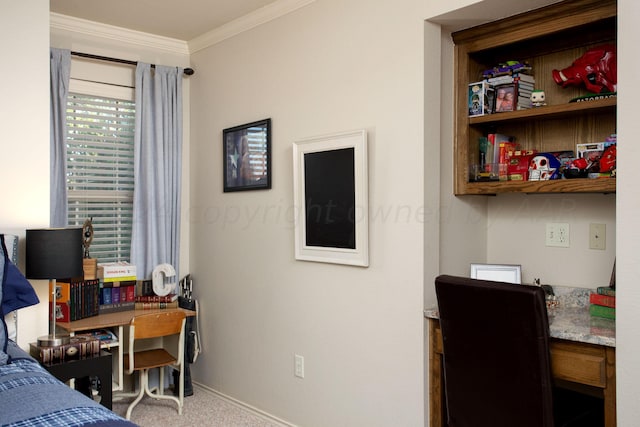7705 New England Pkwy, Amarillo, TX 79119 - carpeted bedroom with crown molding and baseboards