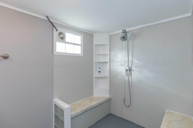 bathroom with a shower