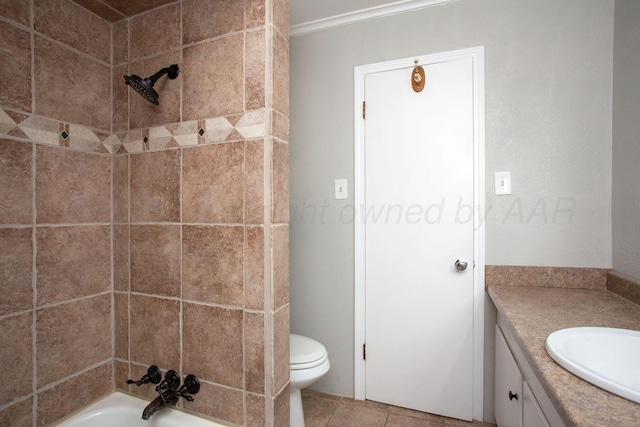 3203 S Austin St, Amarillo, TX 79109 - bathroom with vanity, shower / tub combination, and ornamental molding