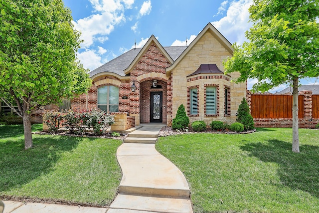 6817 Baccus Dr, Amarillo, TX 79124 - view of front of property with stone siding, roof with shingles, and brick siding