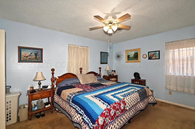 6005 Gainsborough Rd, Amarillo, TX 79106 - bedroom with carpet, a textured ceiling, ceiling fan, baseboards, and a closet