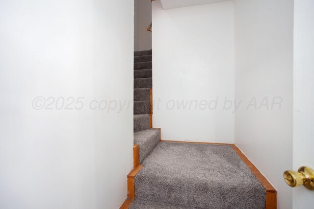 3925 Gatewood St, Amarillo, TX 79109 - stairway featuring baseboards and carpet flooring