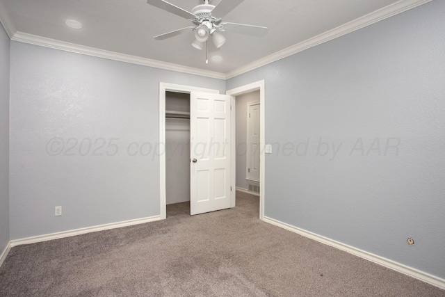 3925 Gatewood St, Amarillo, TX 79109 - unfurnished bedroom featuring carpet flooring, baseboards, ornamental molding, and a closet