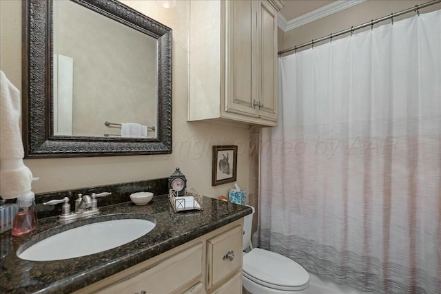7908 London Ct, Amarillo, TX 79119 - full bath with toilet, ornamental molding, and vanity