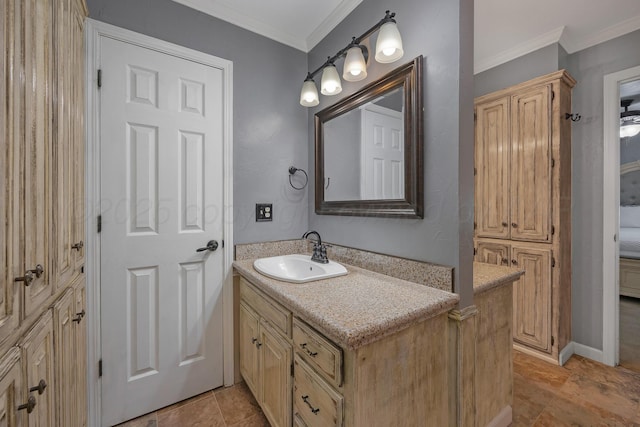 6410 Hamstead Dr, Amarillo, TX 79109 - bathroom with vanity and crown molding