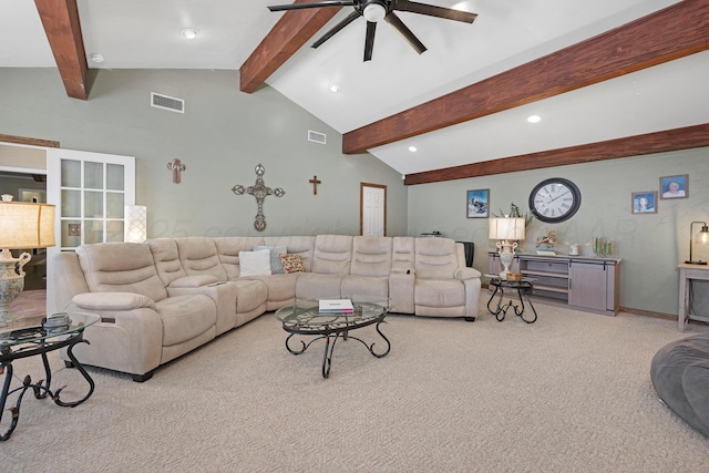 6410 Hamstead Dr, Amarillo, TX 79109 - carpeted living area with a ceiling fan and recessed lighting