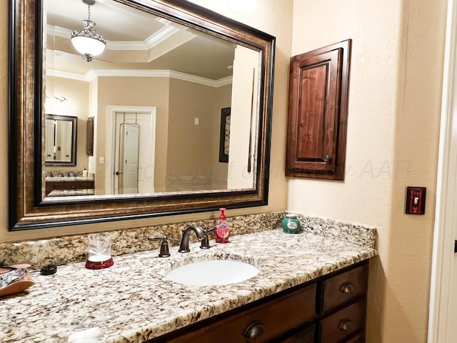 7507 Continental Pkwy, Amarillo, TX 79119 - bathroom featuring vanity, ornamental molding, and a raised ceiling