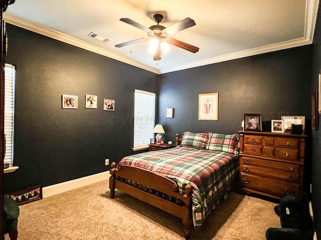 7507 Continental Pkwy, Amarillo, TX 79119 - bedroom featuring carpet, ornamental molding, and a ceiling fan