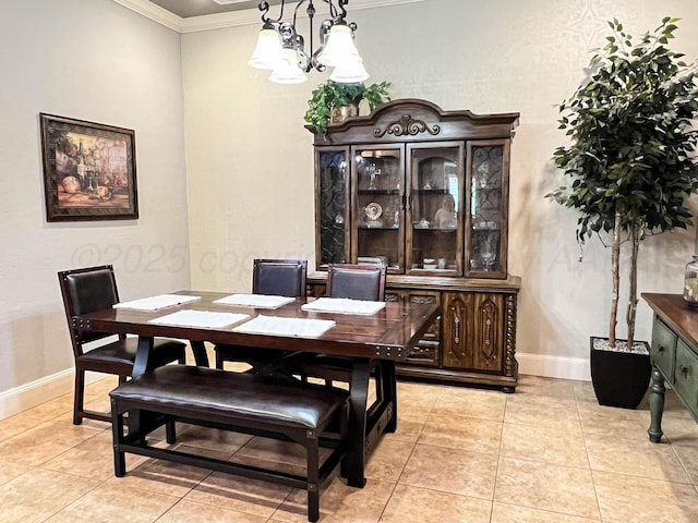 7507 Continental Pkwy, Amarillo, TX 79119 - dining area featuring ornamental molding, a chandelier, and light tile patterned floors