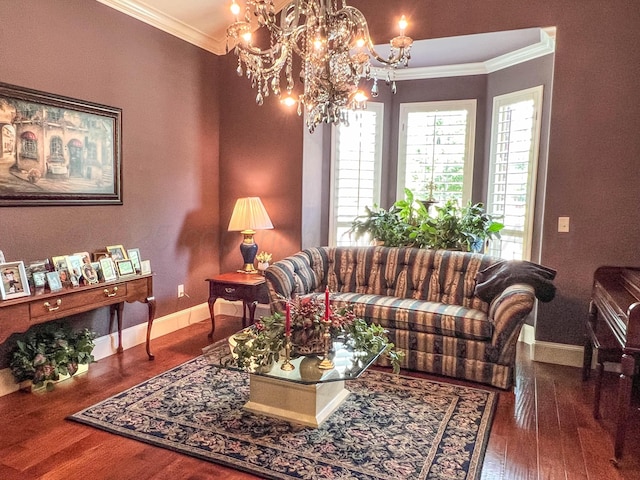 7507 Continental Pkwy, Amarillo, TX 79119 - living area featuring ornamental molding, a chandelier, and wood finished floors