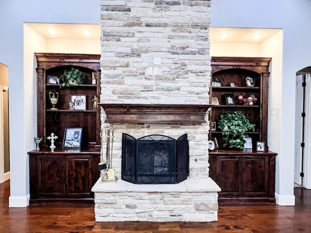 7507 Continental Pkwy, Amarillo, TX 79119 - living area featuring a stone fireplace and wood finished floors