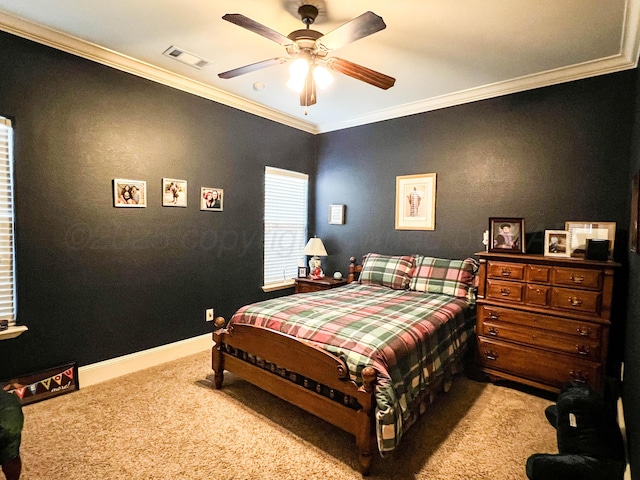 7507 Continental Pkwy, Amarillo, TX 79119 - carpeted bedroom with crown molding and a ceiling fan