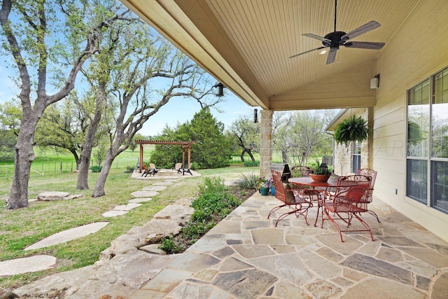 view of patio with ceiling fan