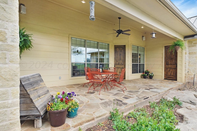 view of patio / terrace with ceiling fan