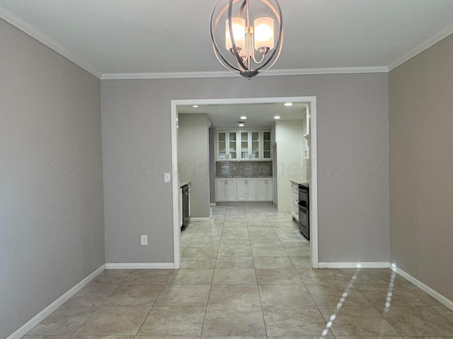 3717 Farwell Dr, Amarillo, TX 79109 - unfurnished dining area featuring a fireplace, ornamental molding, a chandelier, and baseboards